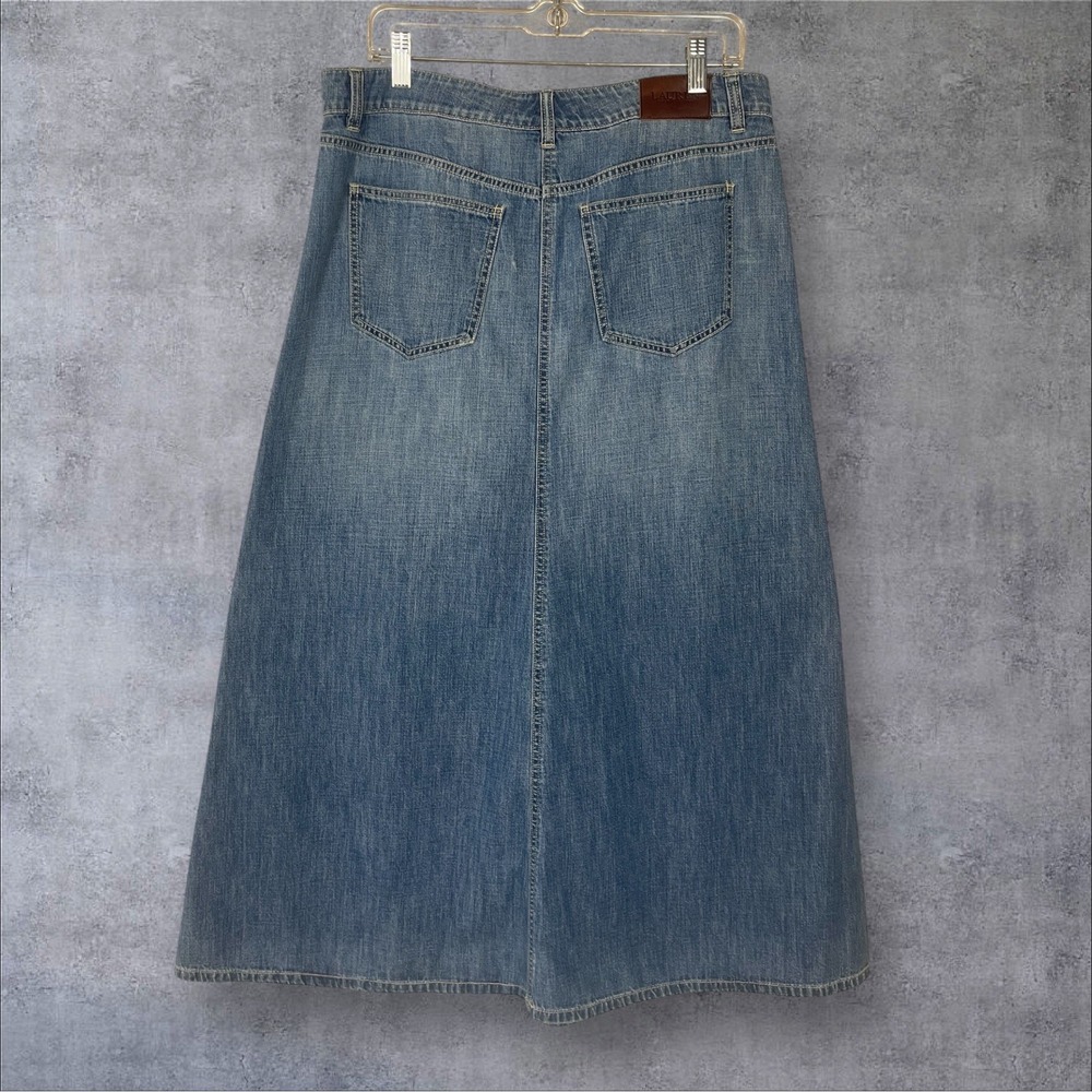 Lauren Ralph Lauren Denim Midi Skirt Womens 10 Western Boho Old Money Prairie - Picture 5 of 8